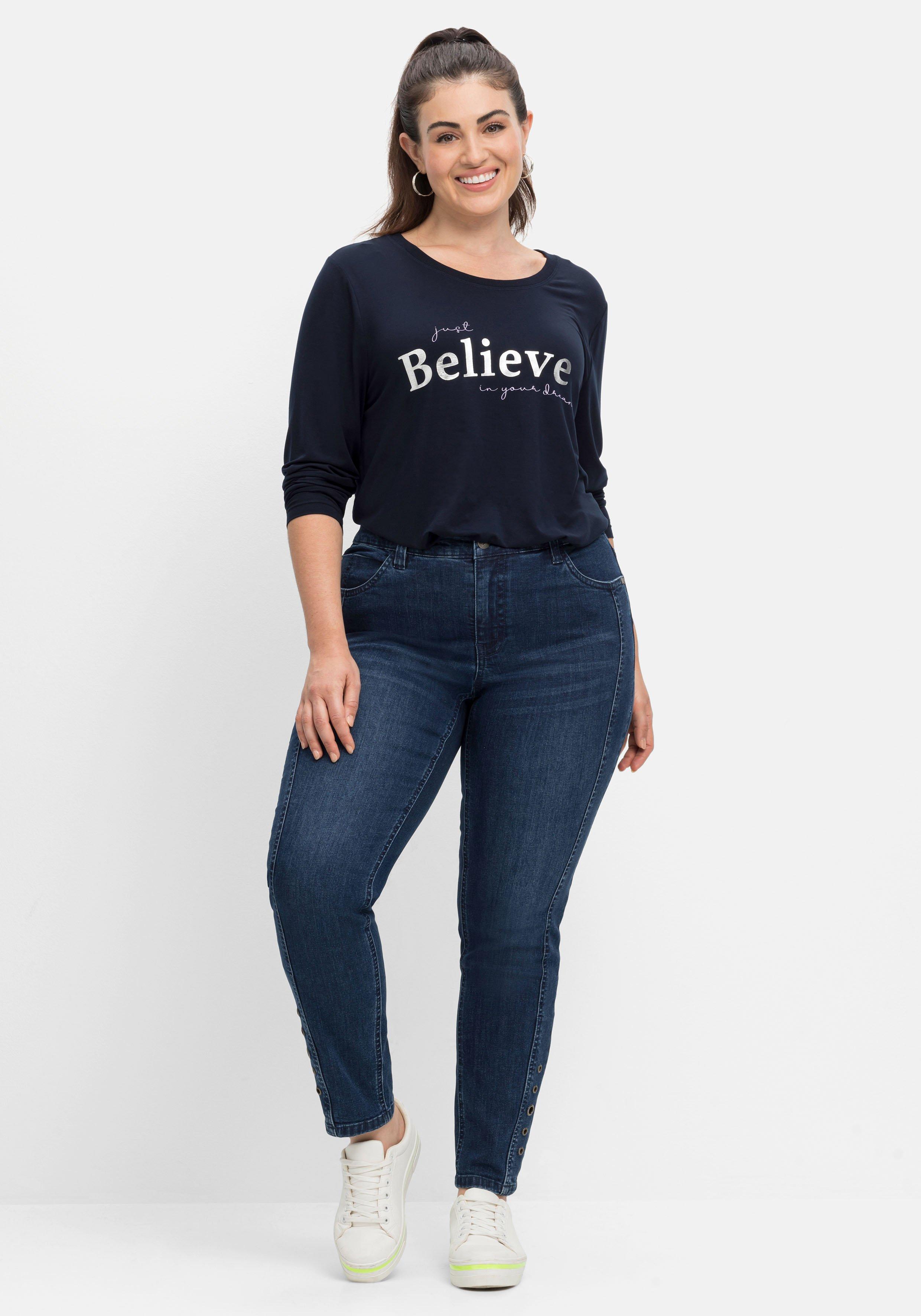 Schmale Jeans mit Zierösen, in Five-Pocket-Form