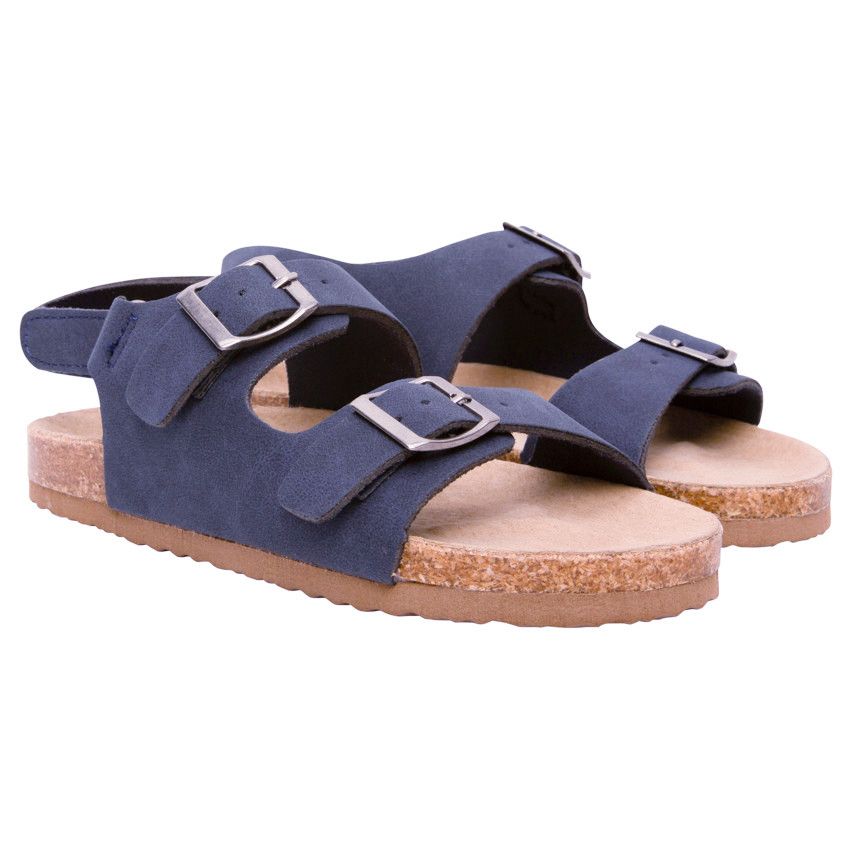 Sandales à double boucles avec lanière à scratch pour garçon - Bleu marine