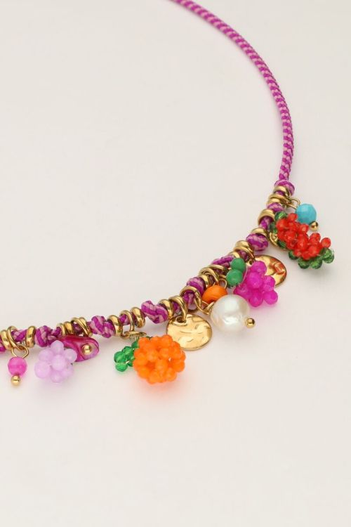 Art paarse touw ketting tutti frutti