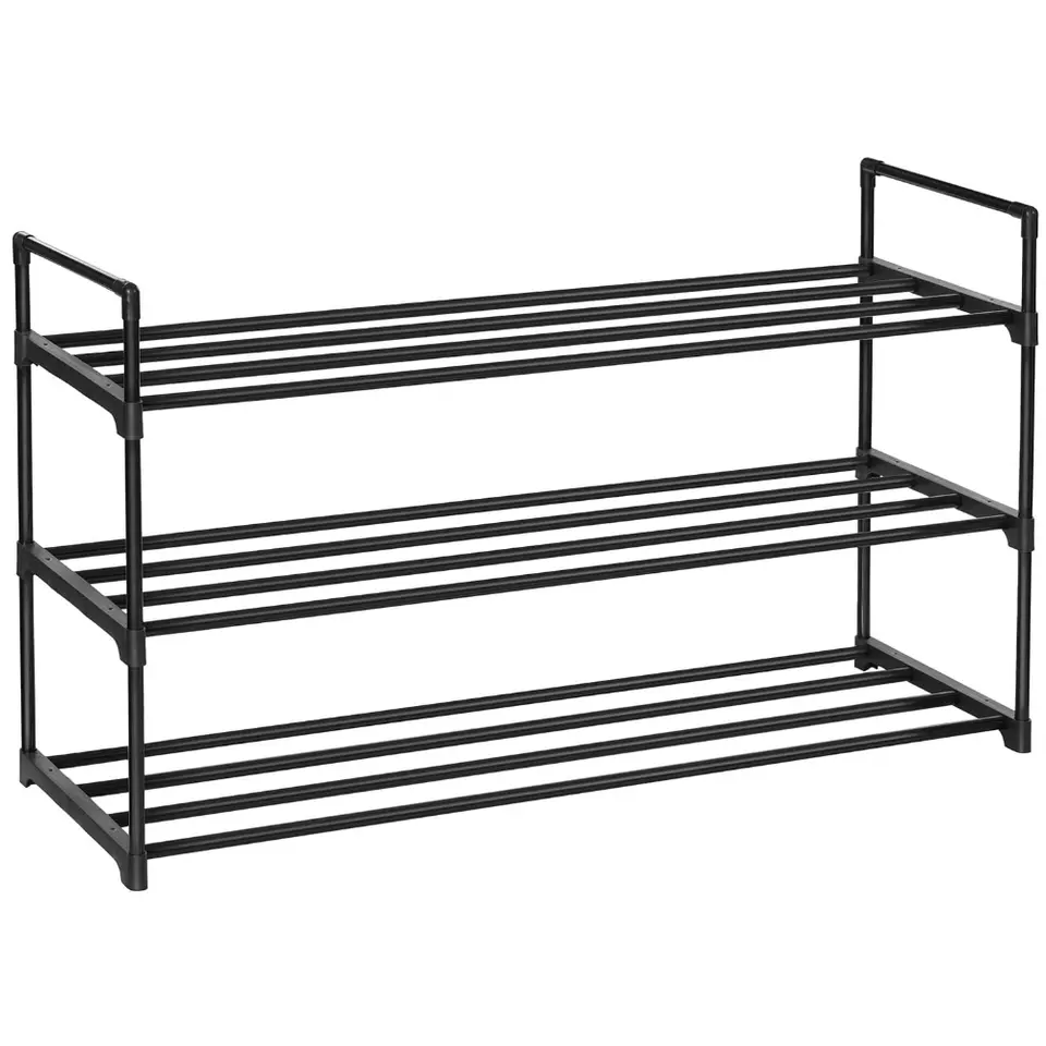 Set van 2 schoenenrekken - tot 24 paar - stapelbaar - 91.7x52.4x29.3 cm - zwart