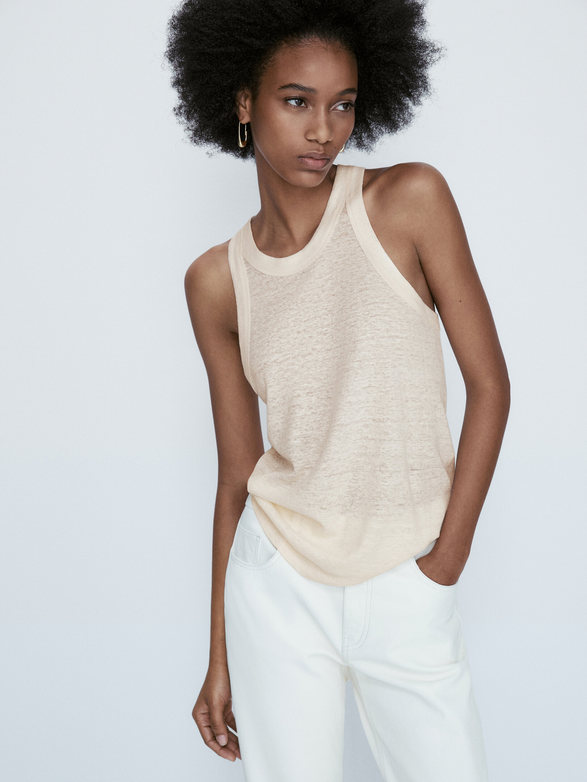 Top halter em linóleo - Bege