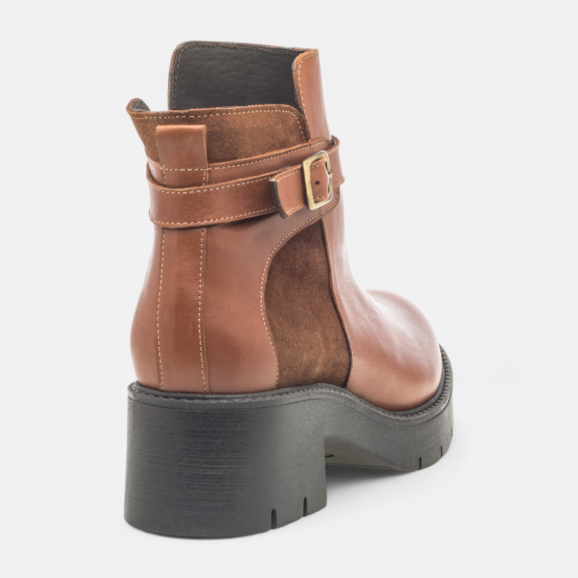 Boots à talon Femme en cuir cognac