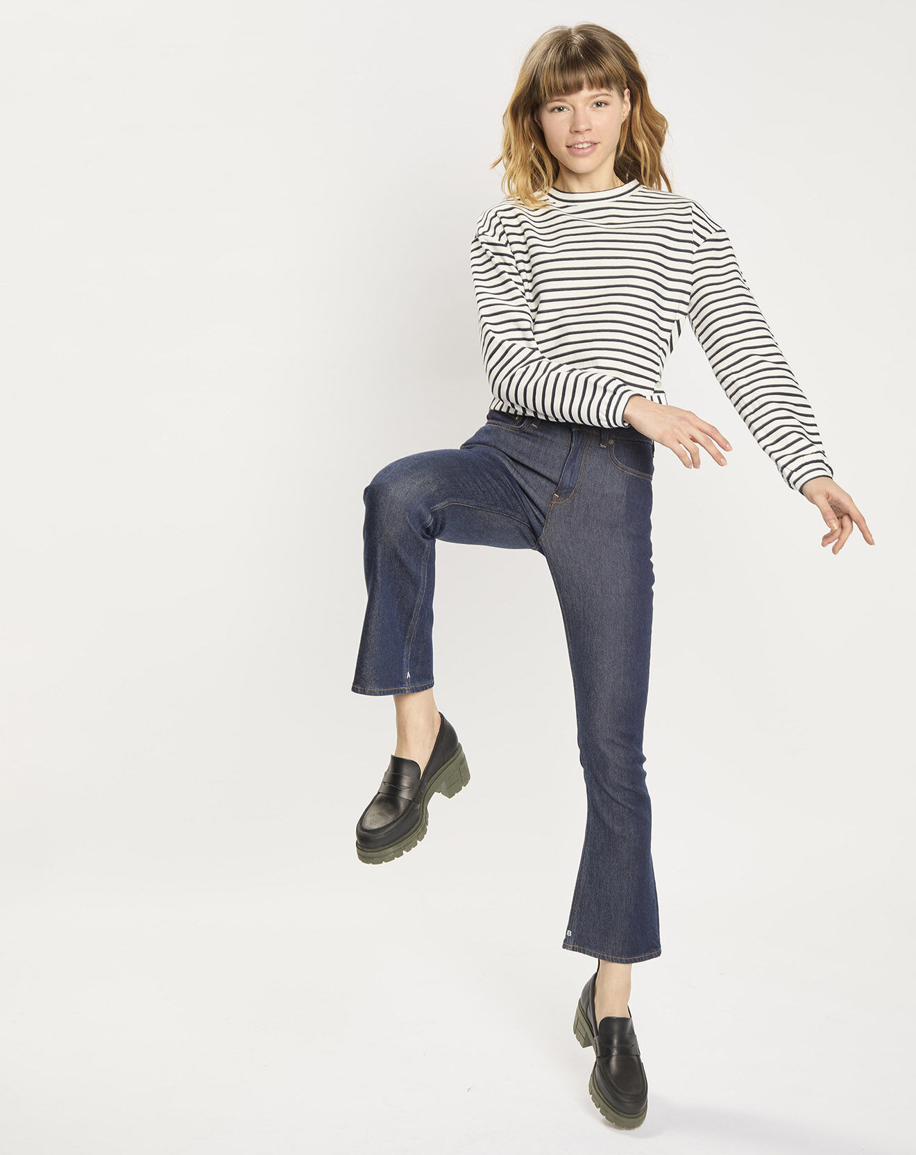 Scotch & Soda Jean Taille haute Crop Boot bleu foncé