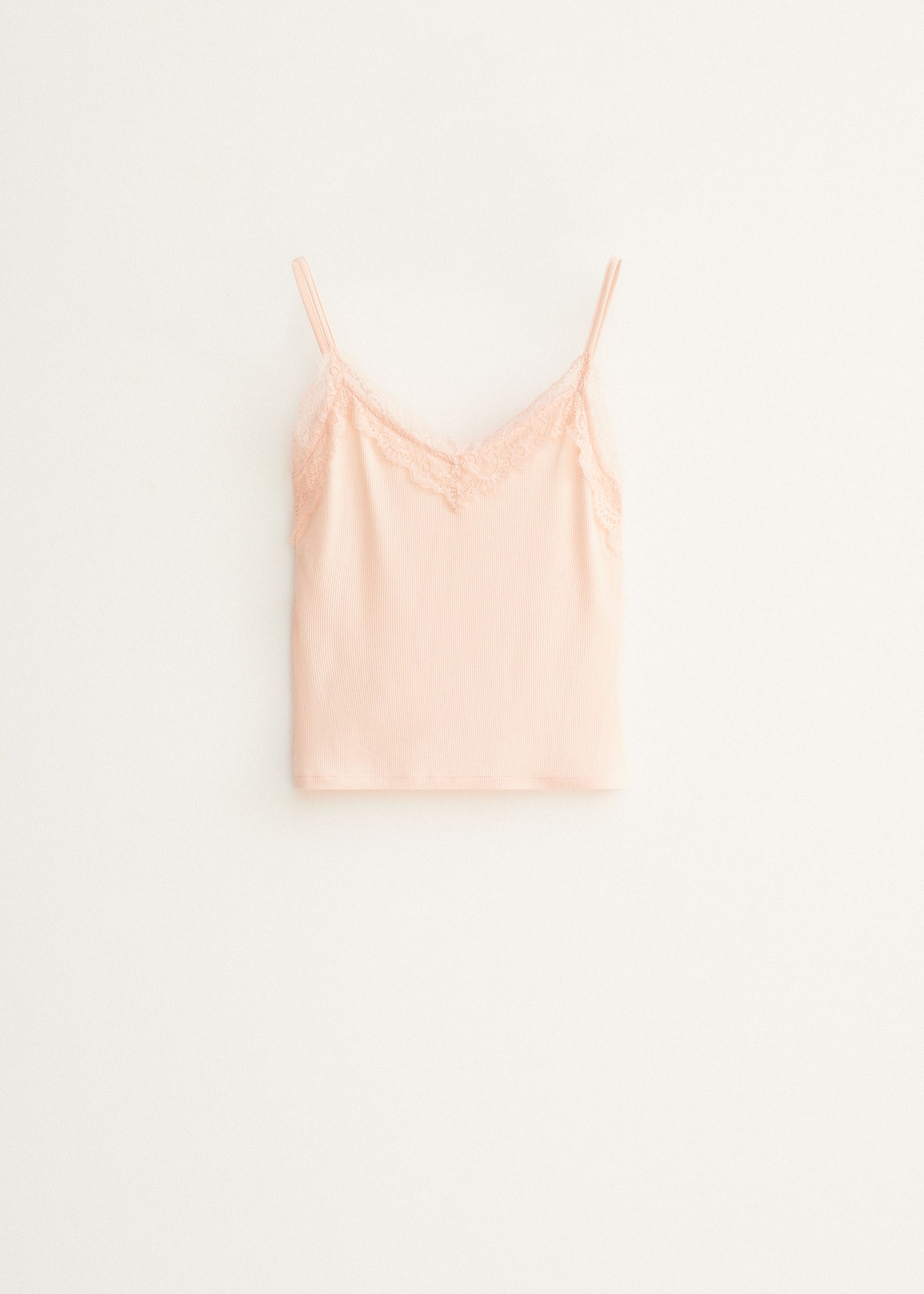 Rib singlet met kant
