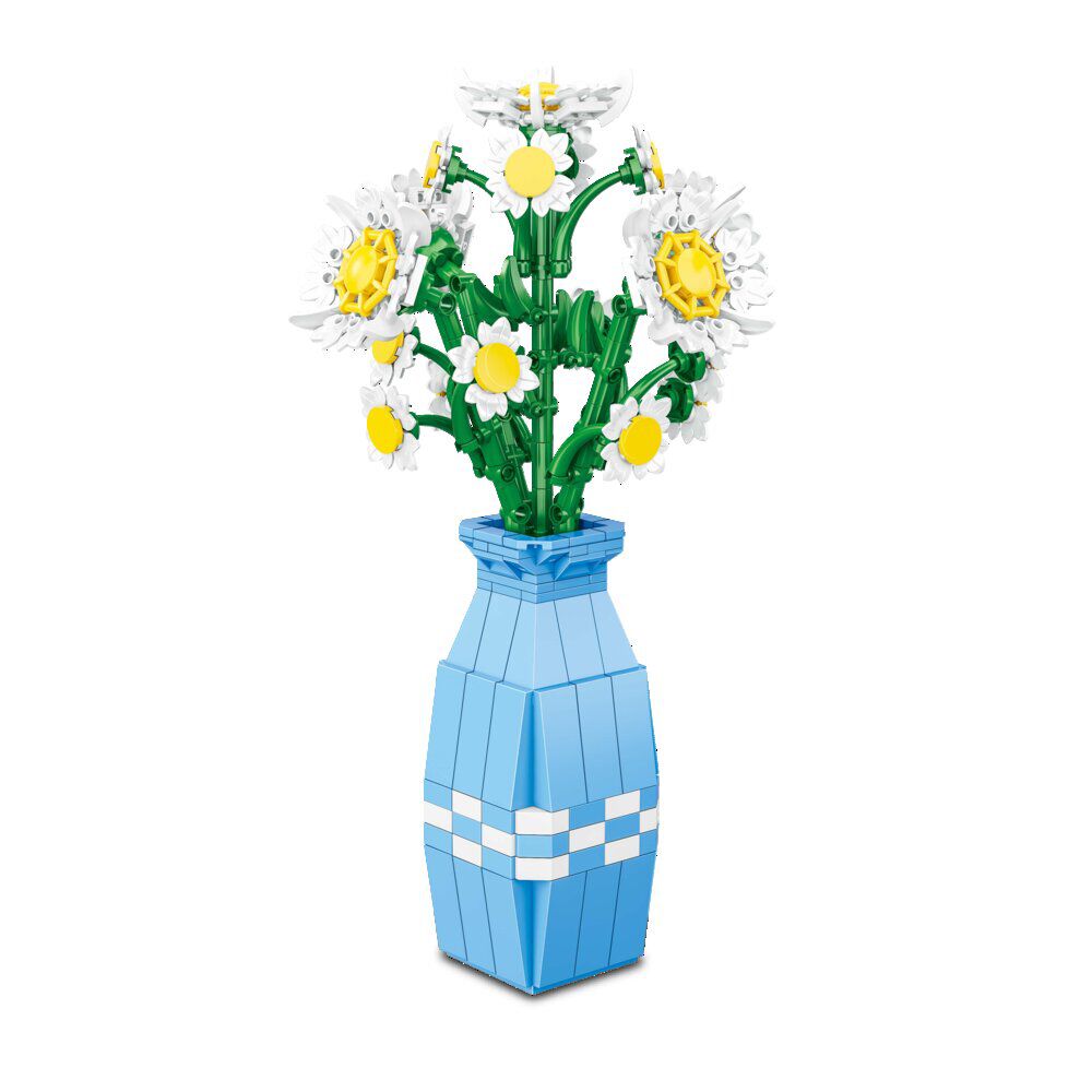 Pot avec fleurs en bloc de construction - 3 modèles