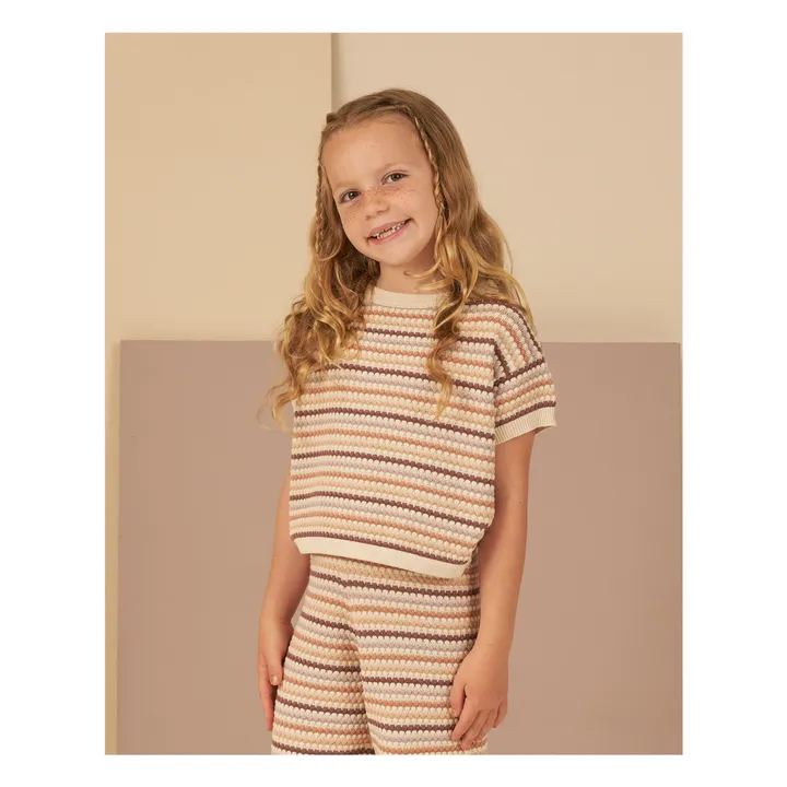 Rylee + Cru T-Shirt Maille Fine Rayé | Violet