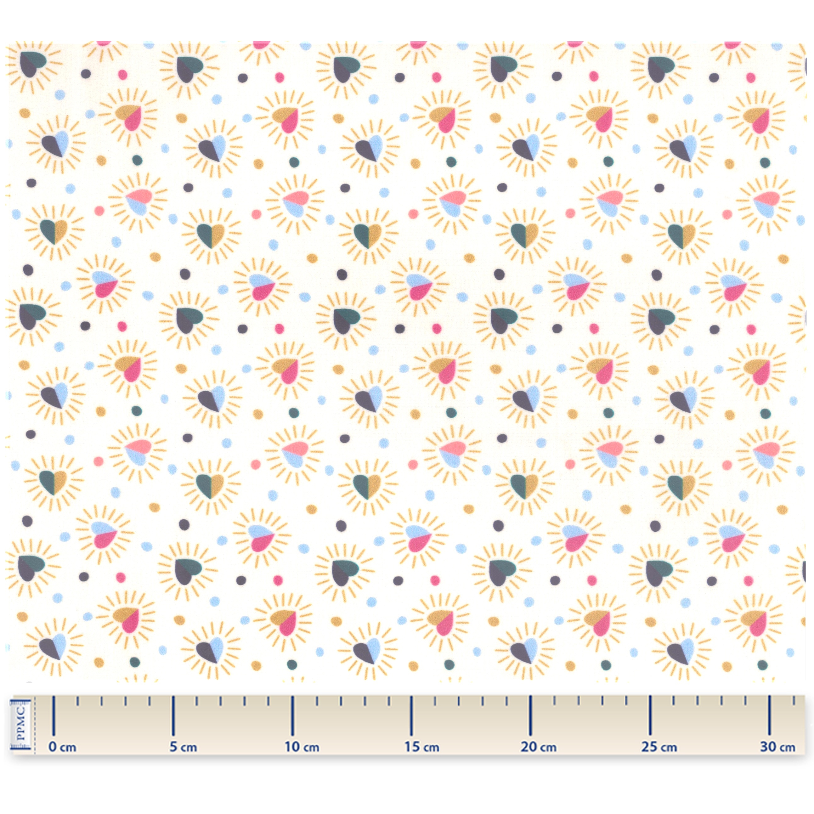 Coupon Tissu Enduit De 35Cm Ex2307 Cœurs Scintillants Multicolores