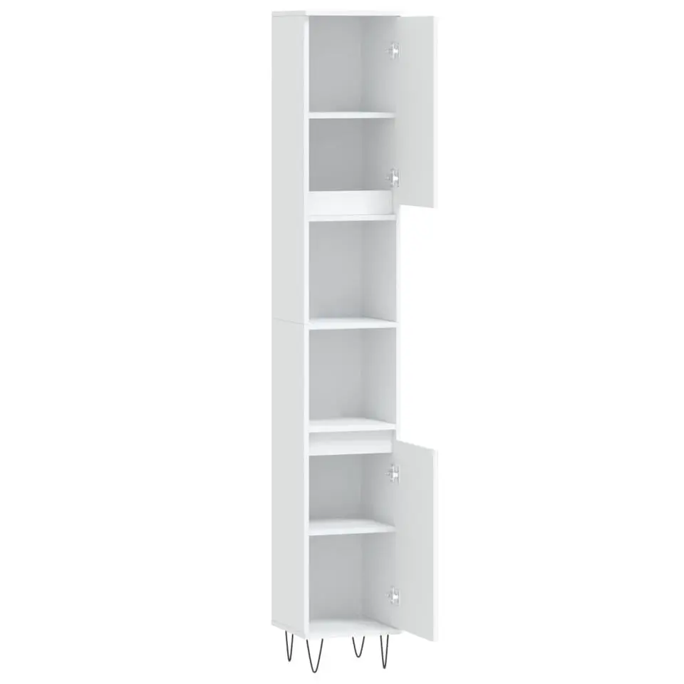 vidaXL - Kolomkast met 2 deuren - Wit - Bewerkt hout en ijzer - 30x30x190 cm