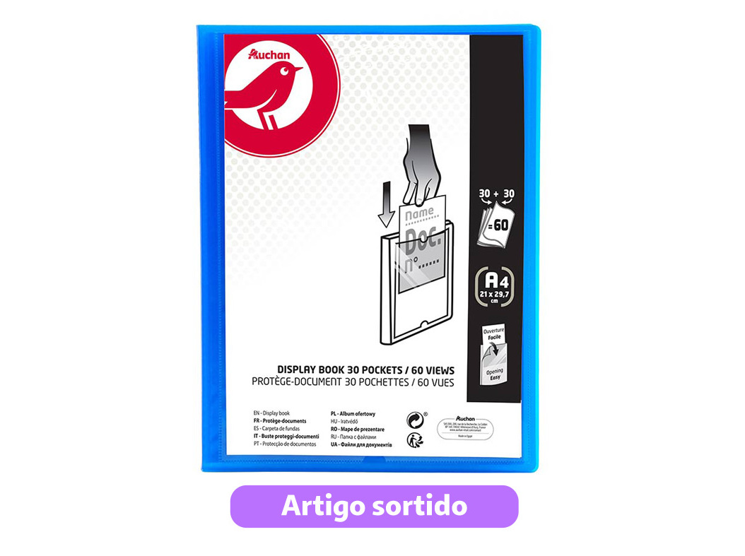 PORTFÓLIO AUCHAN A4 30 30 BOLSAS CORES SORTIDAS