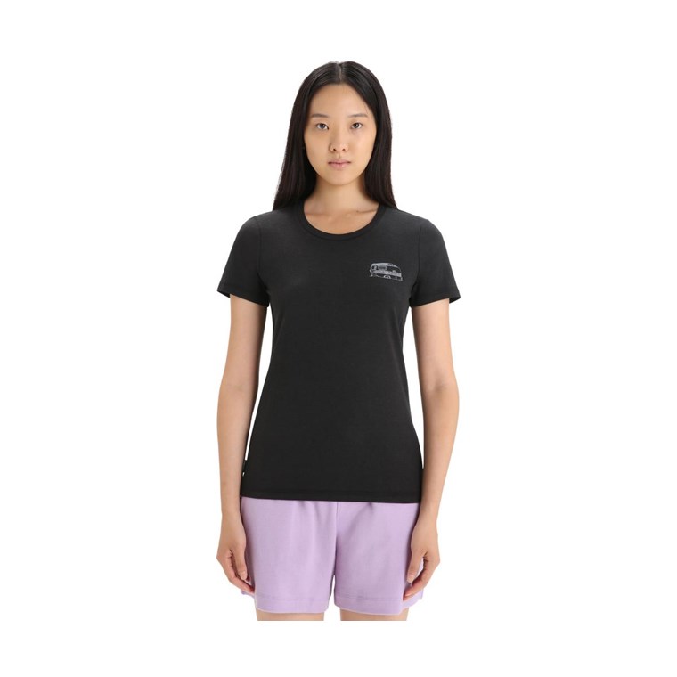 Icebreaker Central Classic Caravan Life SS Tee Women Black