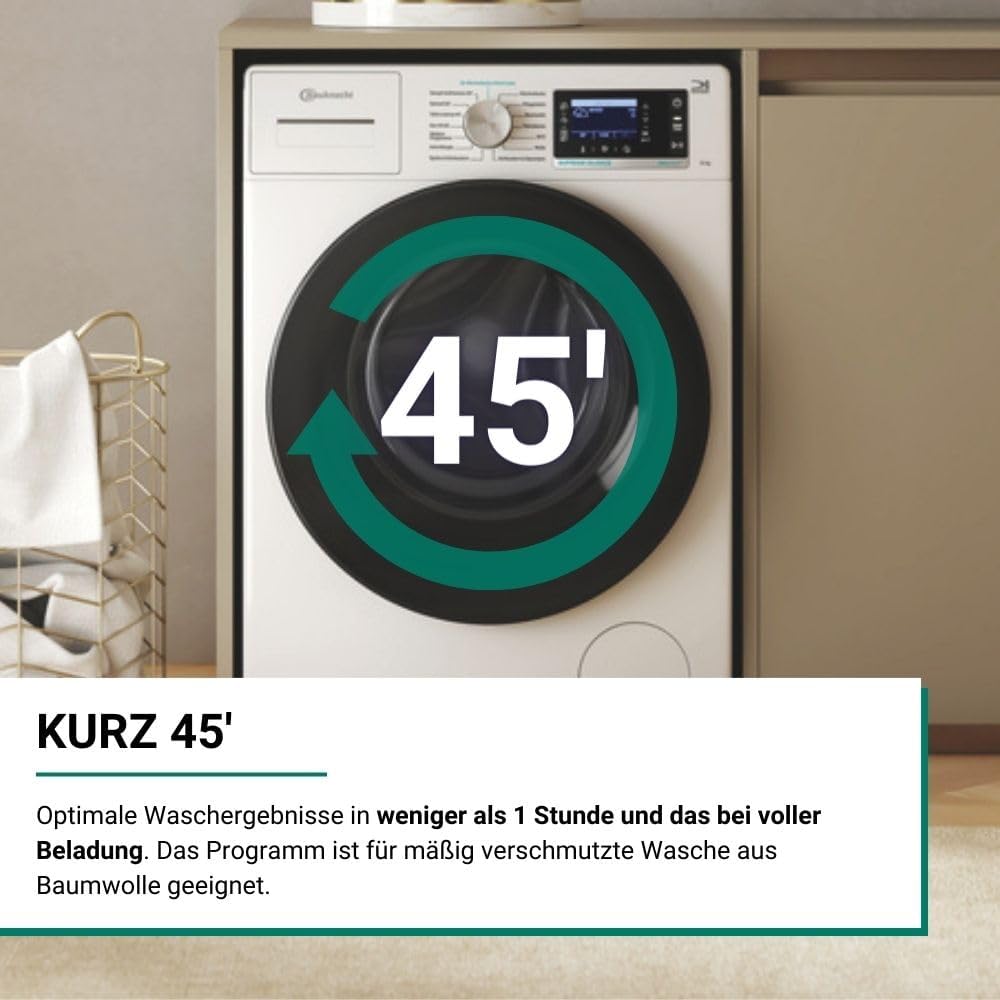 Bauknecht B6R 98 SILENCE DE Waschmaschine / 9kg / Frontlader/Supreme Silence/EEK A-20% / 1400 UpM/ZEN-Motor/Besonders leise Waschmaschine/Steam 3.0-3 Kraftvolle Dampftechnologien