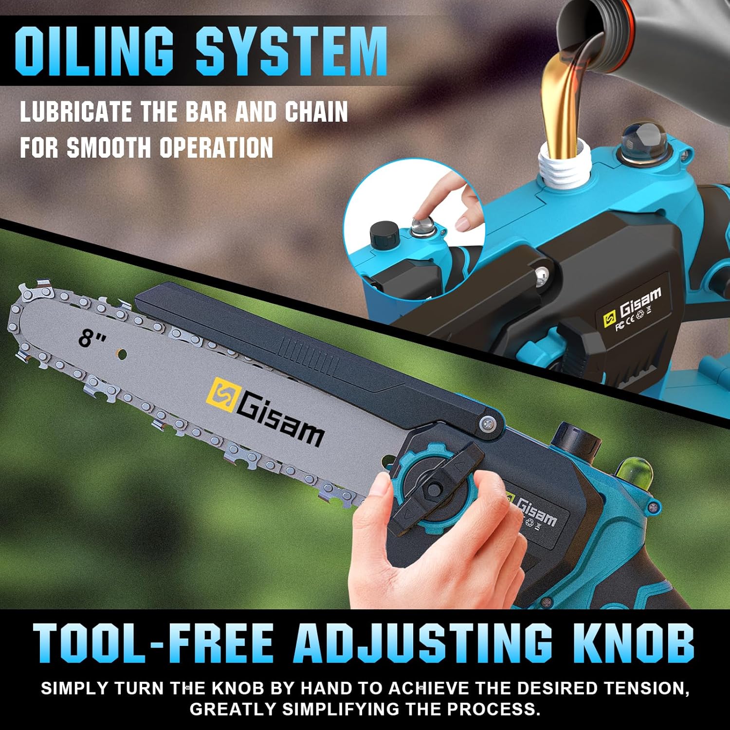 8 Zoll Mini Kettensäge & Akku Elektro Gartenschere 4-in-1 Gartenwerkzeug Set,Mit 2×4.0ah Akku,VerläNgerungsstange Bis 4.2m,BüRstenloser Motor,Elektro Hochentaster AstsäGe FüR Baumzweige, Holzschneiden