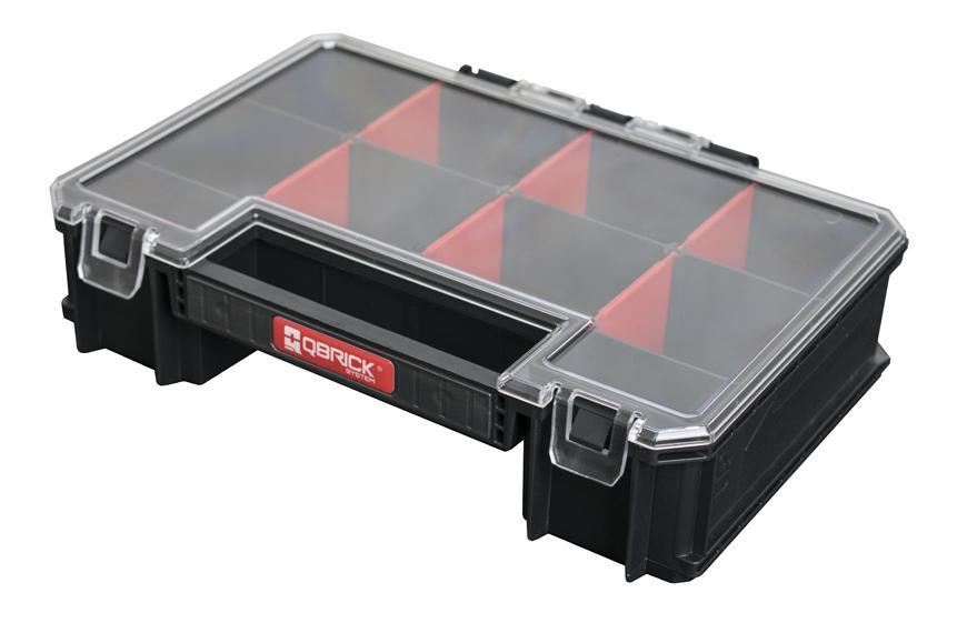 PROREGAL QBRICK Assortimentsdoos Twee HxBxD 18 x 26 x 65 cm 11 liter Met deksel Handvat met klemsluitingen Zwart