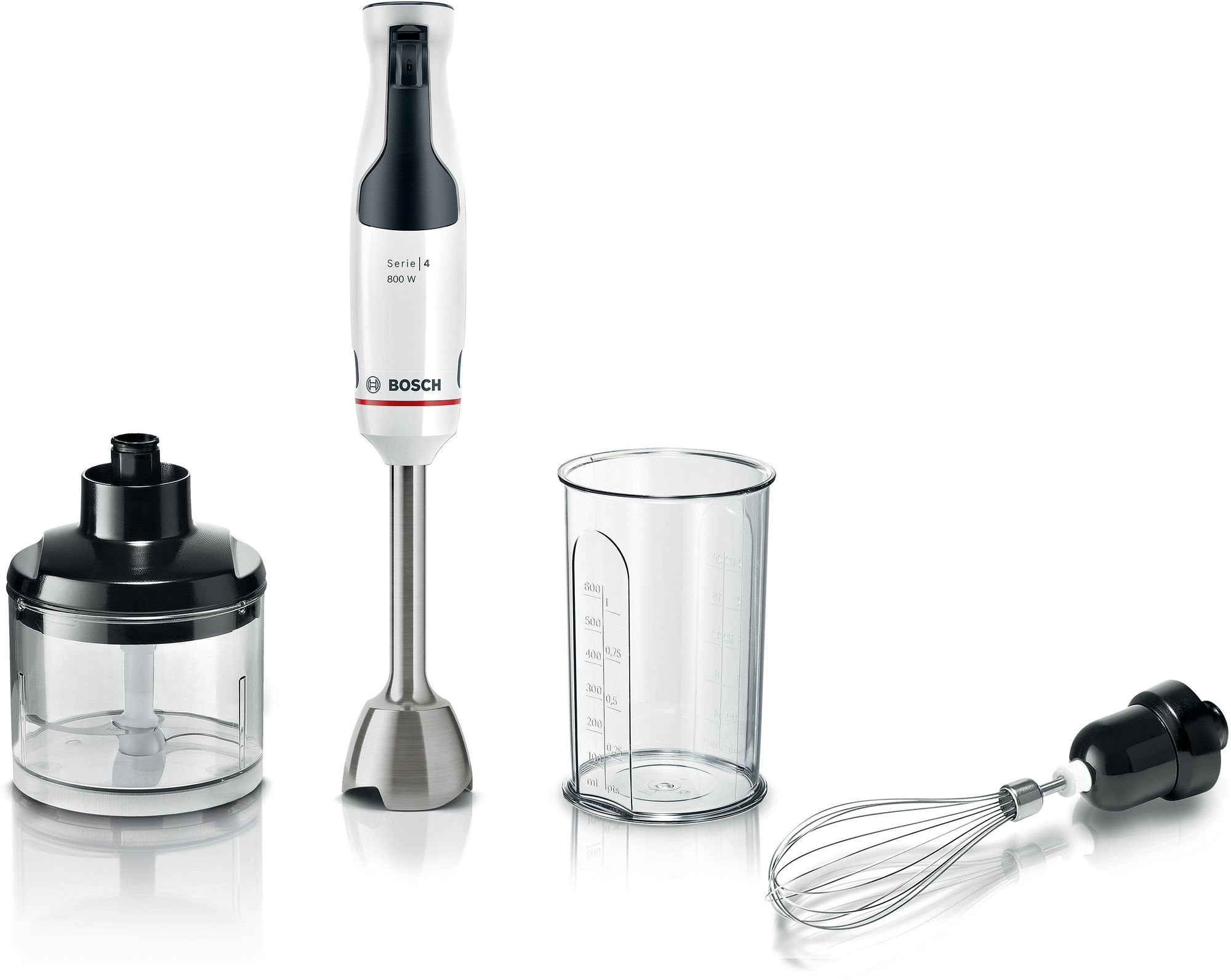 Batedeira de mão ErgoMaster Série 4, 800 W, branca, MSM4W421