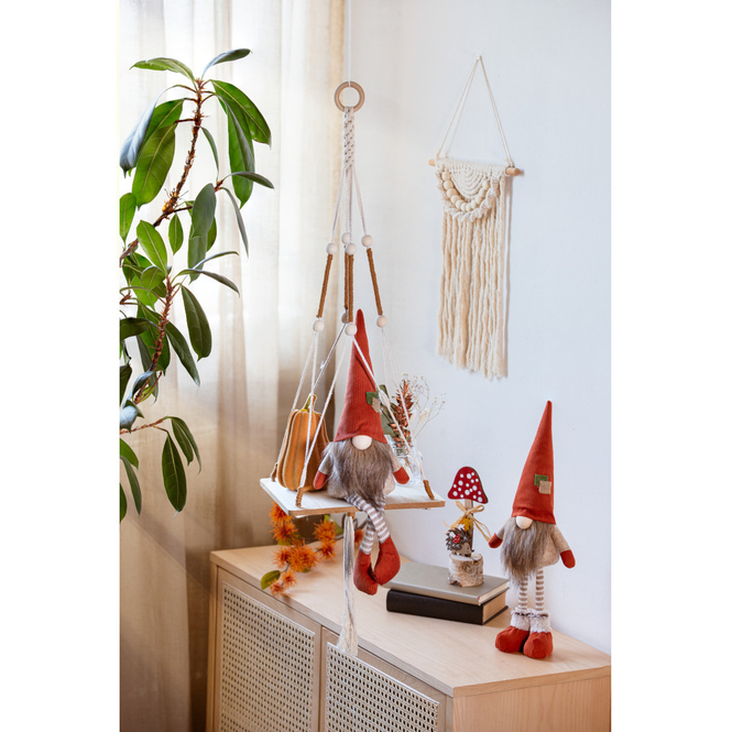 Makrameeregal mit 1 Boden - aus Textil und Holz - ca. 20 x 20 x 90 cm