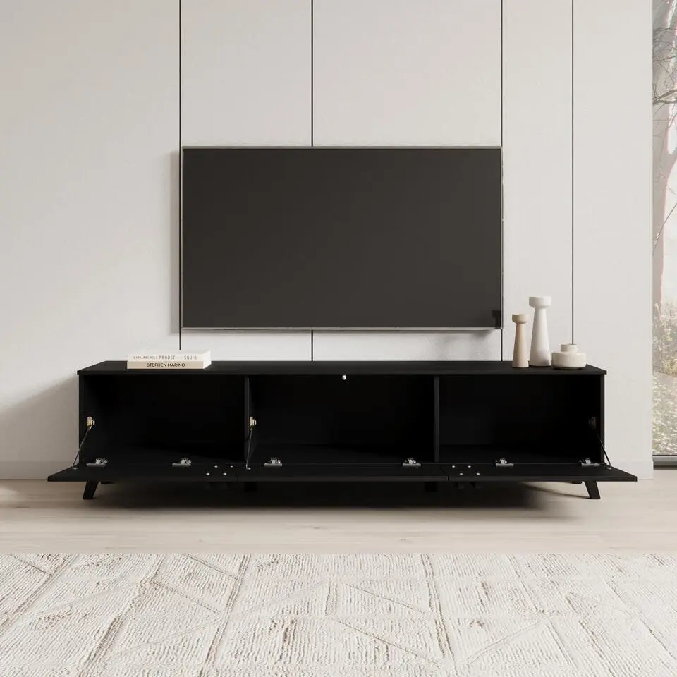 Meubella - Hydra - TV-Meubel - Zwart - 180 cm