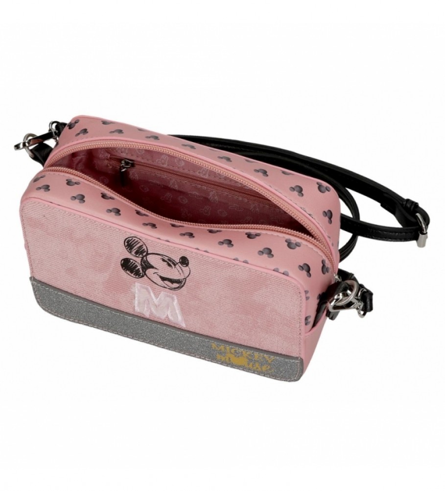 Bolsa de ombro pequena rosa do Mickey Blogueiro da Disney - 19,5 x 11,5 x 7,5 cm -
