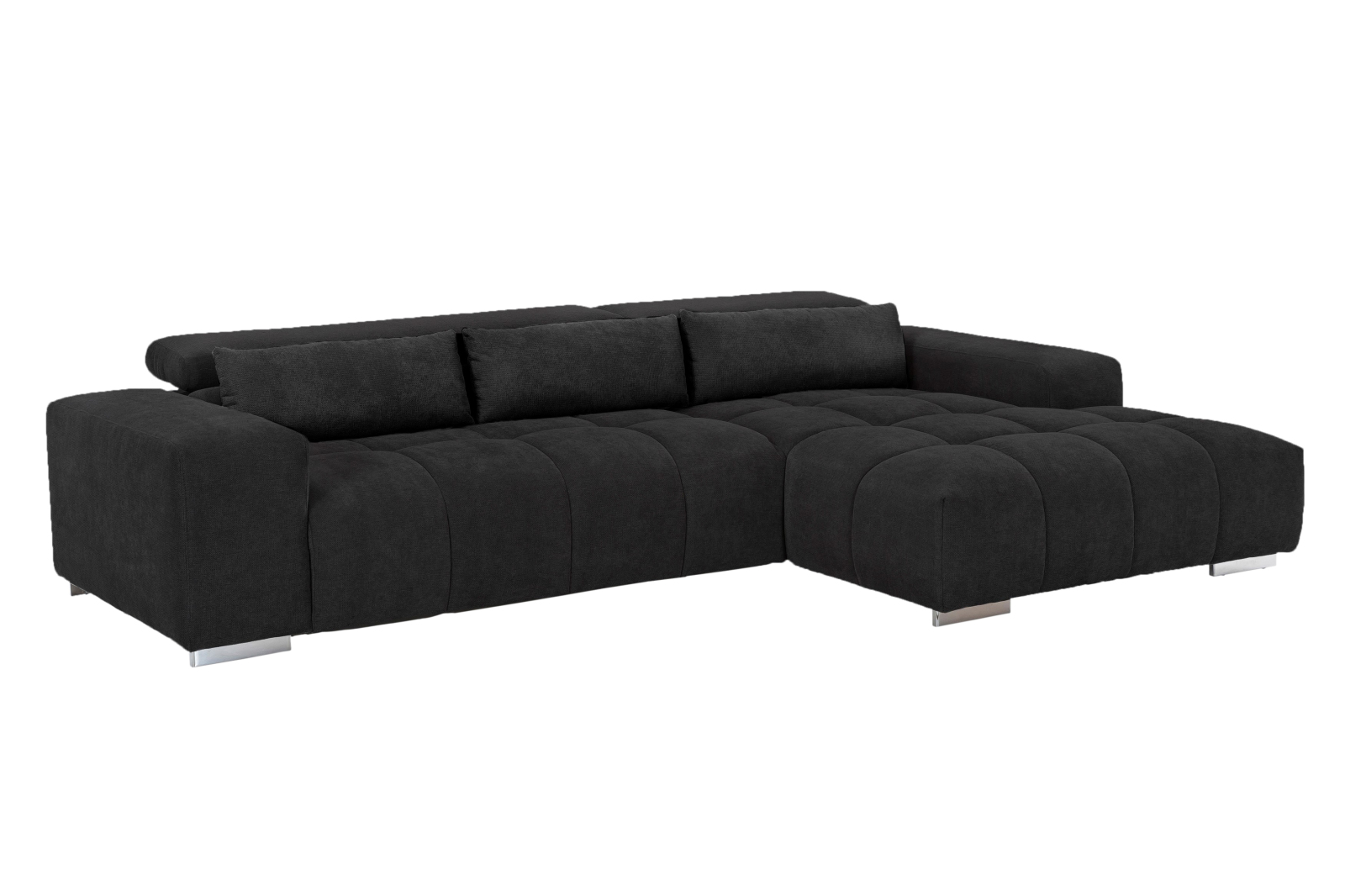 Ecksofa - schwarz - Recamiere rechts