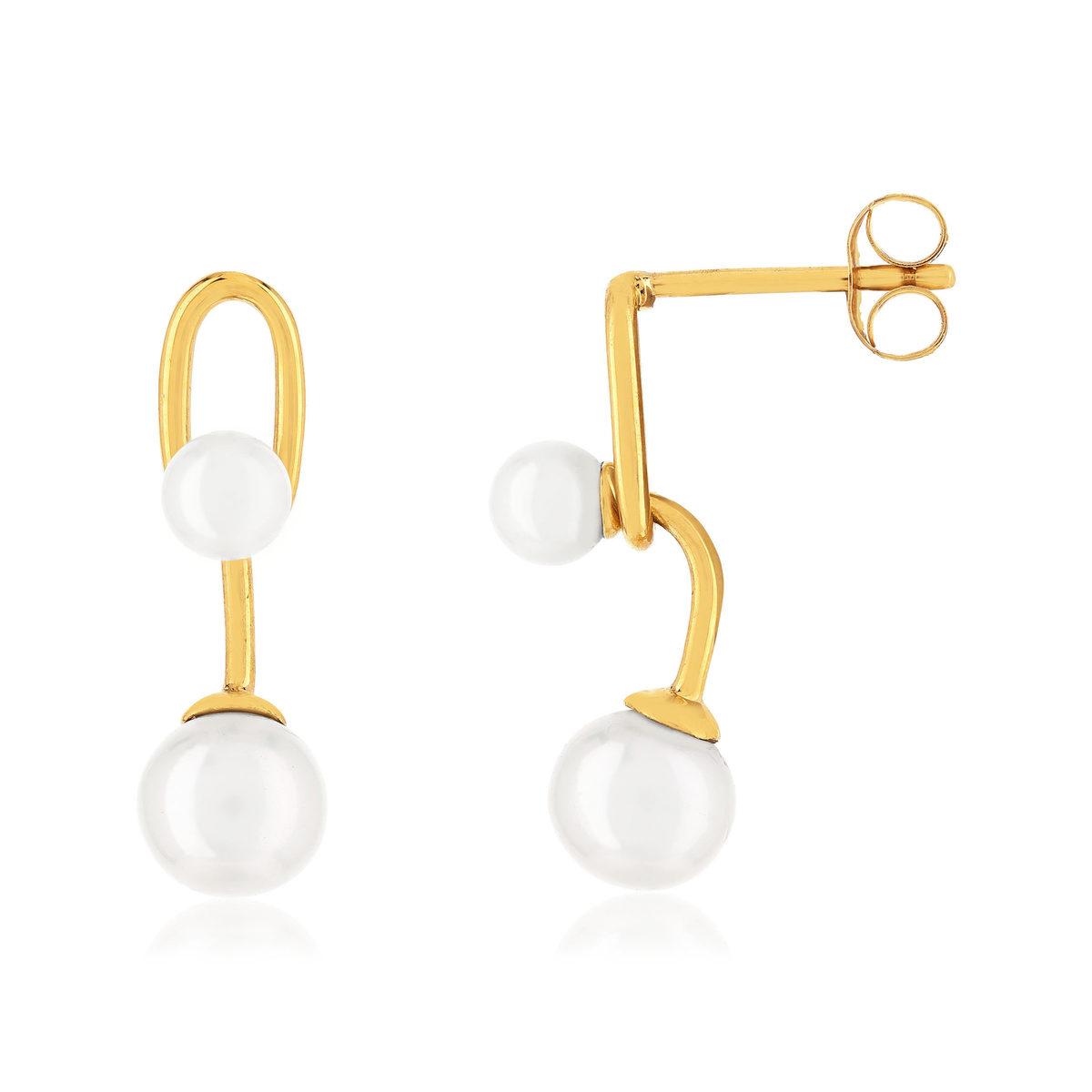 Boucles d'oreille or 375 jaune perles de culture de chine