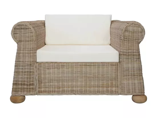 Ensemble de canapés avec coussins 2 pcs rotin naturel