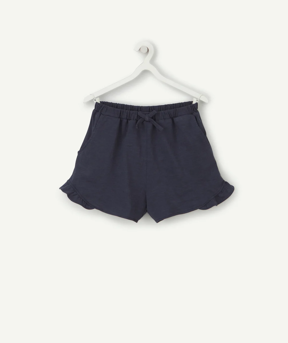 SHORT FILLE EN COTON BIO BLEU MARINE