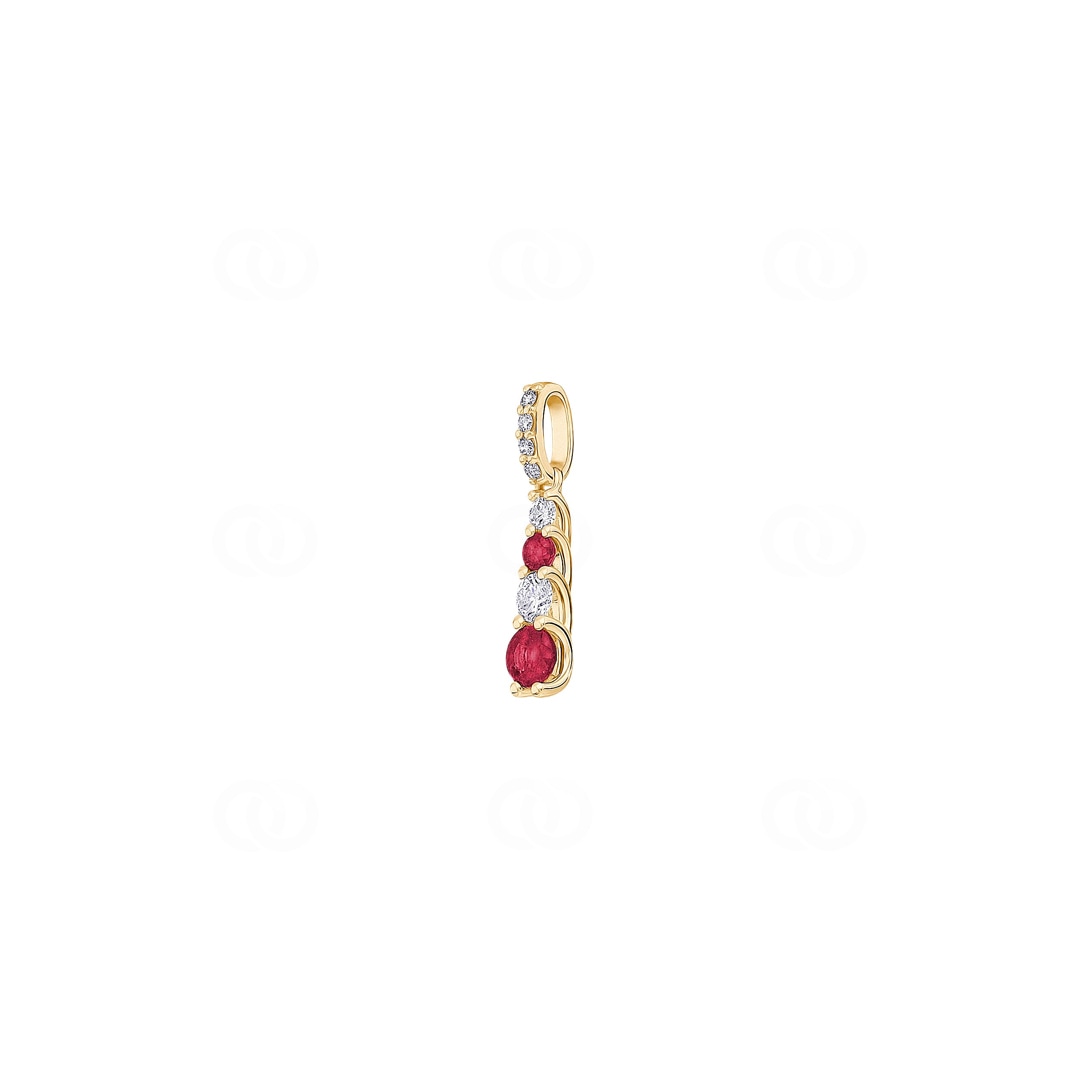 Anhänger 750/18 K Gelbgold mit Rubinen & Diamanten 0.18 ct H/si
