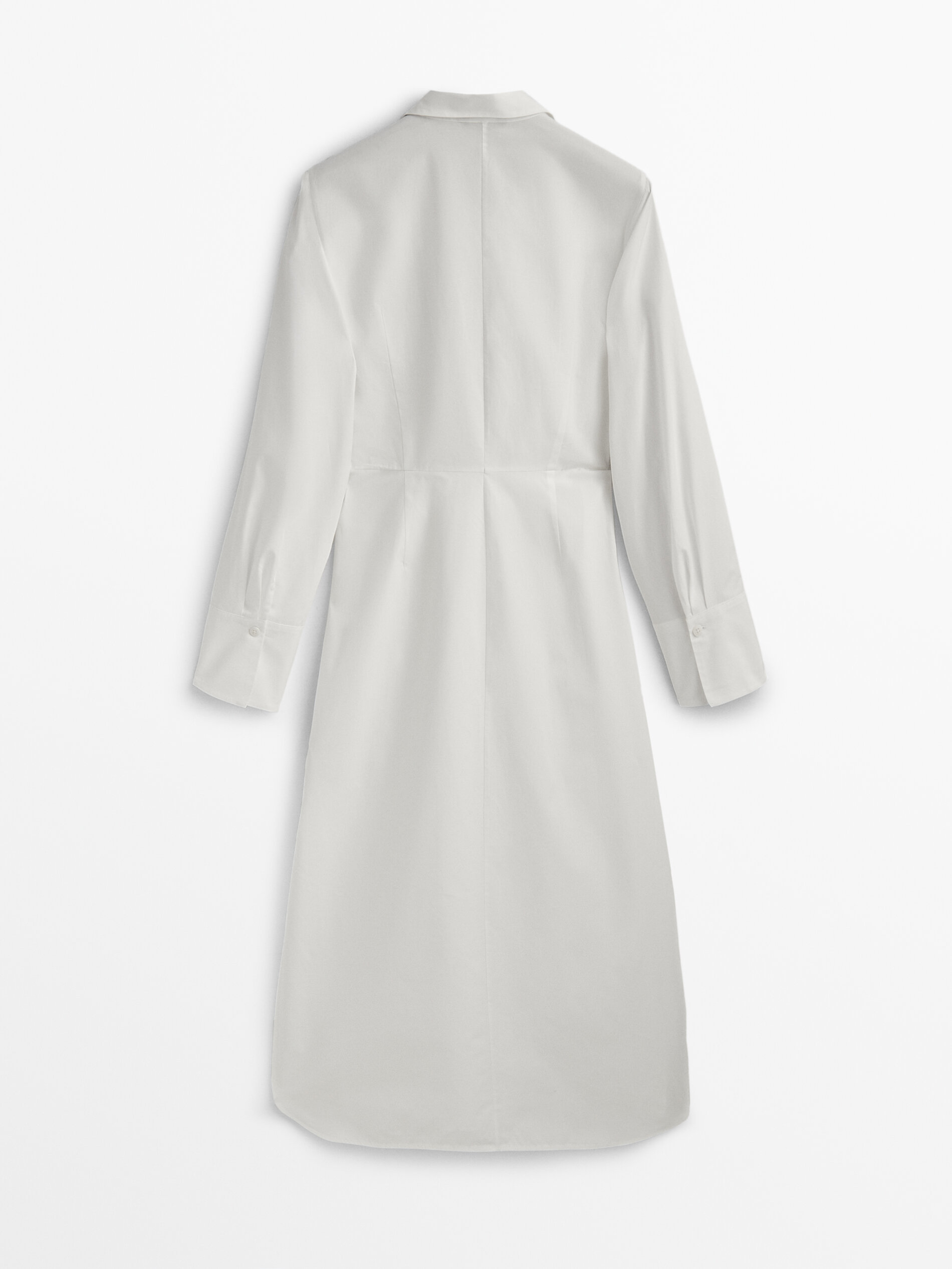 Vestido camiseiro nude com detalhes em popeline - BRANCO