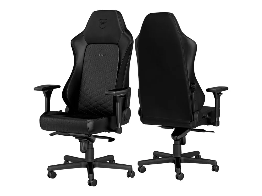Noblechairs Hero - Stol - ergonomisk - armstøtter - T-formet - vippe - drejeled - polyuretan-læder, stålramme - sort