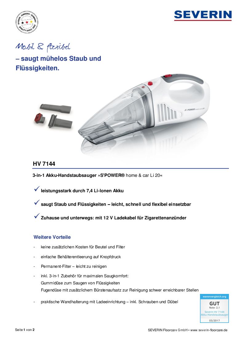 Handstaubsauger SEVERIN HV7144