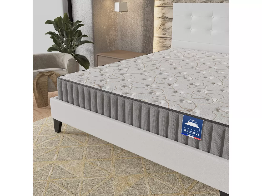 Ensemble Matelas + Lit Avec Tête De Lit 120x190 Cm, Orionis 16cm D’épaisseur À Mémoire De Forme