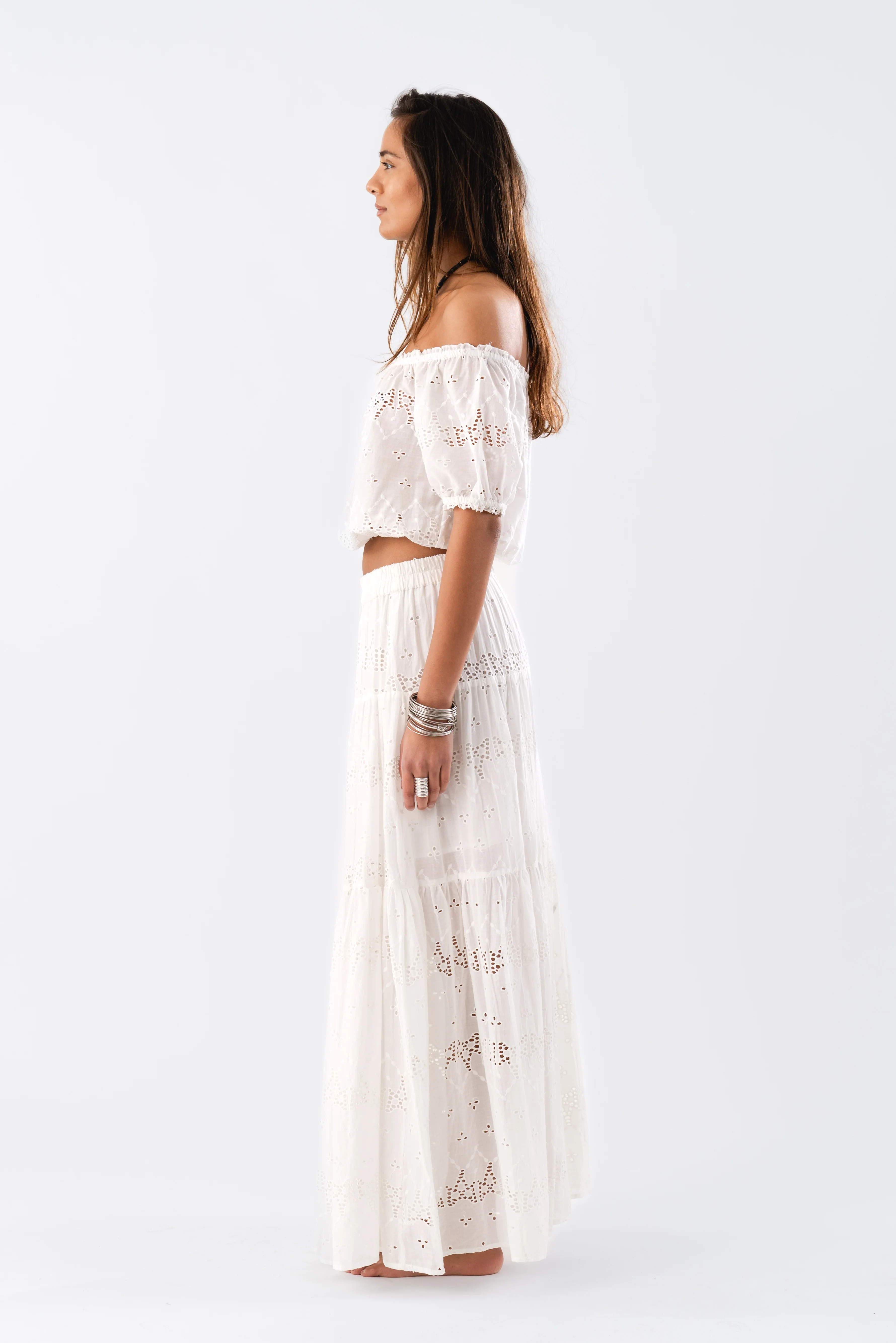 Lollys Laundry  Sunset lang nederdel - Cream