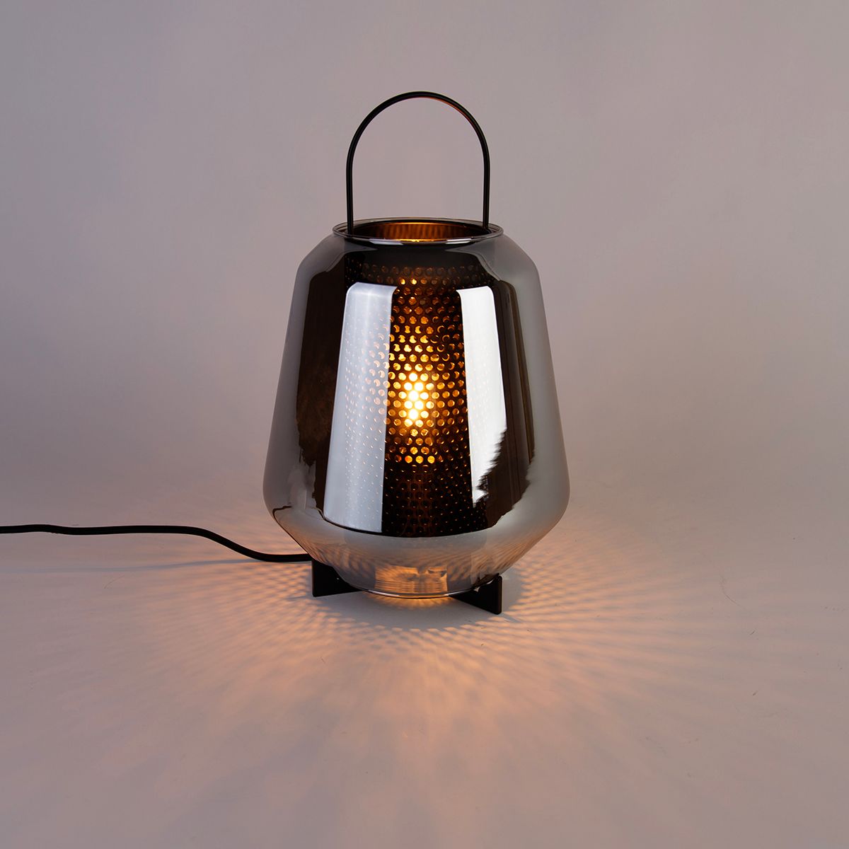 Art deco tafellamp zwart met smoke glas 23 cm - Kevin