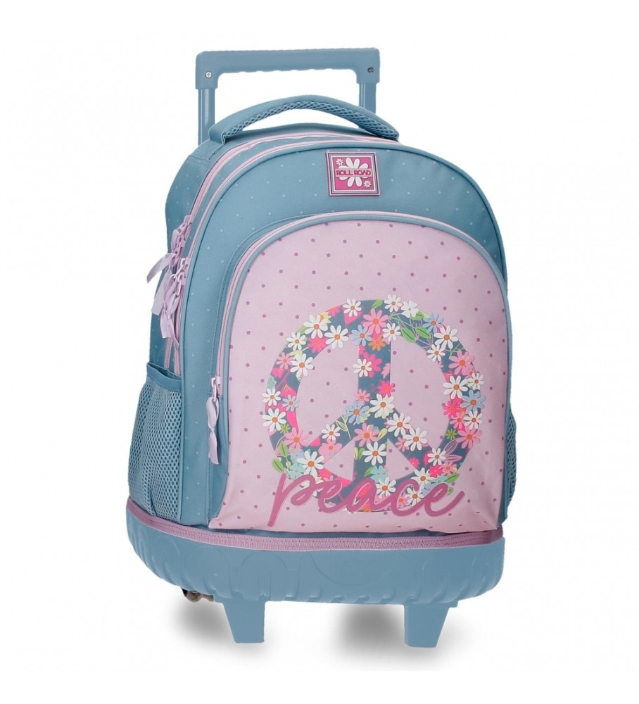 Mochila compacta Roll Road Peace azul, rosa