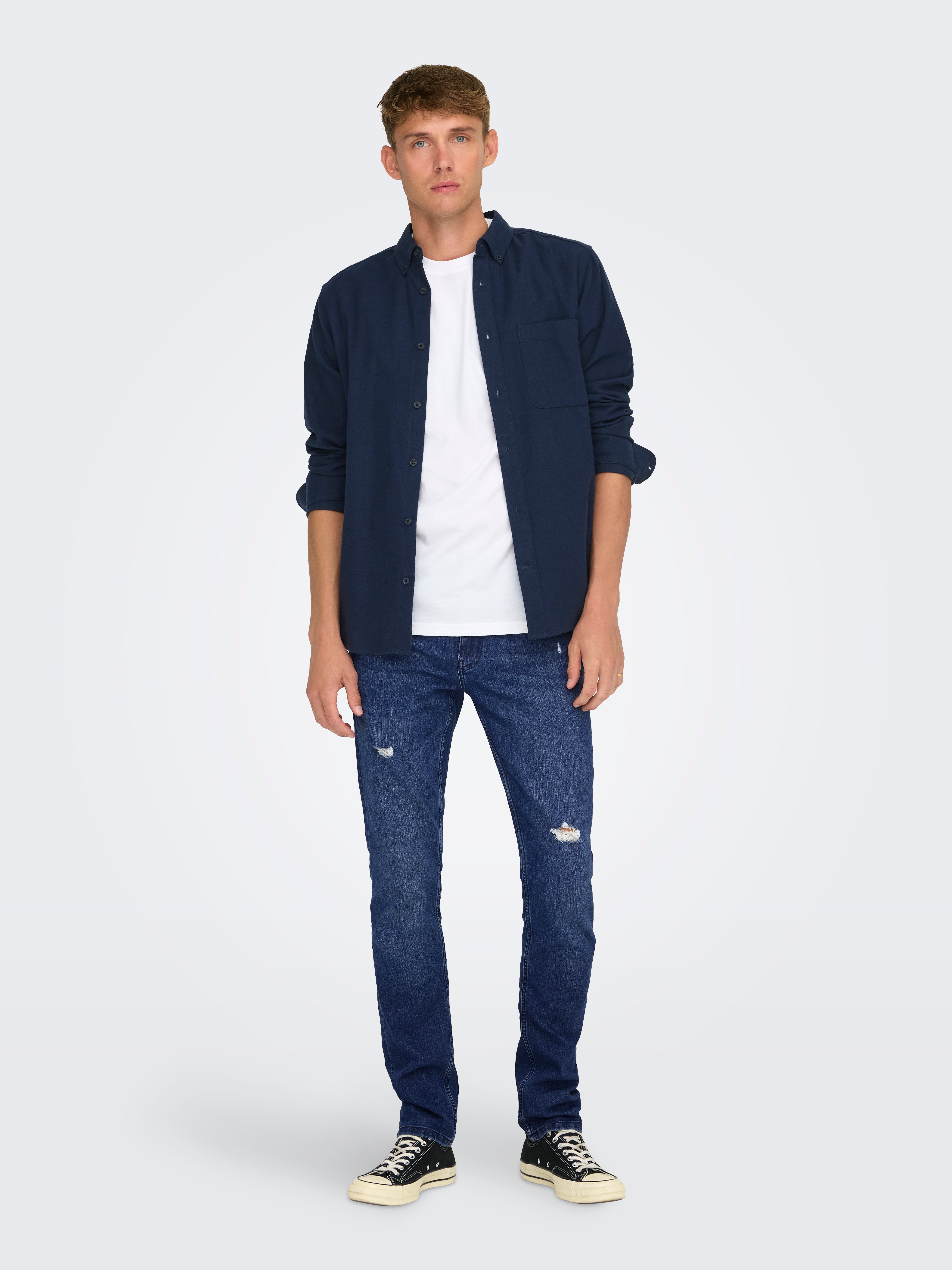 ONSLOOM Mid Rise Slim Fit Jeans Dark Blue Denim