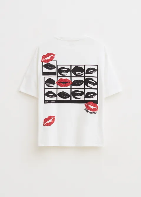T-shirt met print lips wit (WIT)