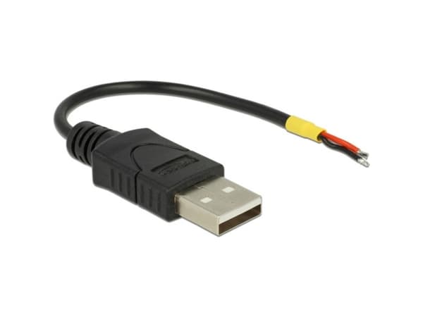 Delock - USB-kabel - USB (hann) til fastkoplet dobbelkabel - USB 2.0 - 5 V - 10 cm - svart