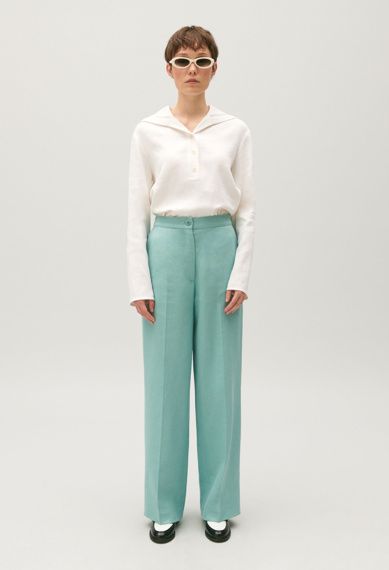 Pantalon de tailleur lin melange