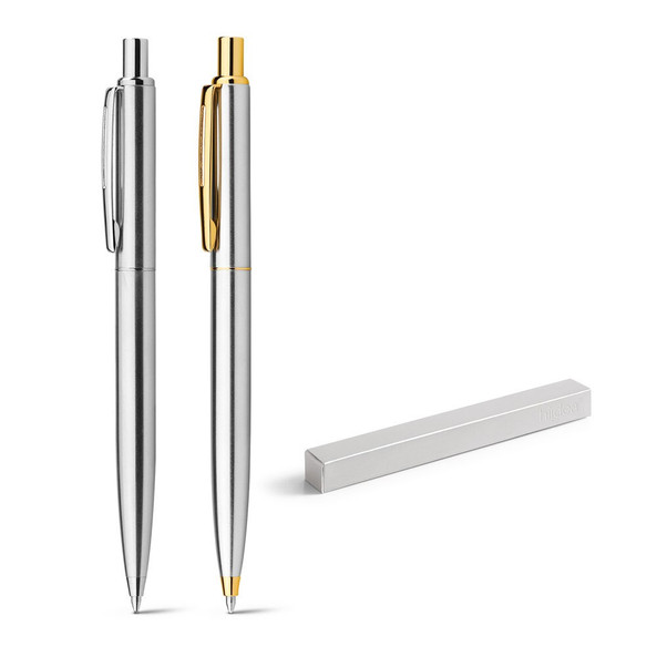 hi!dea 81170 - Stylo à bille en acier Inoxidable avec corps brillant et agrafe