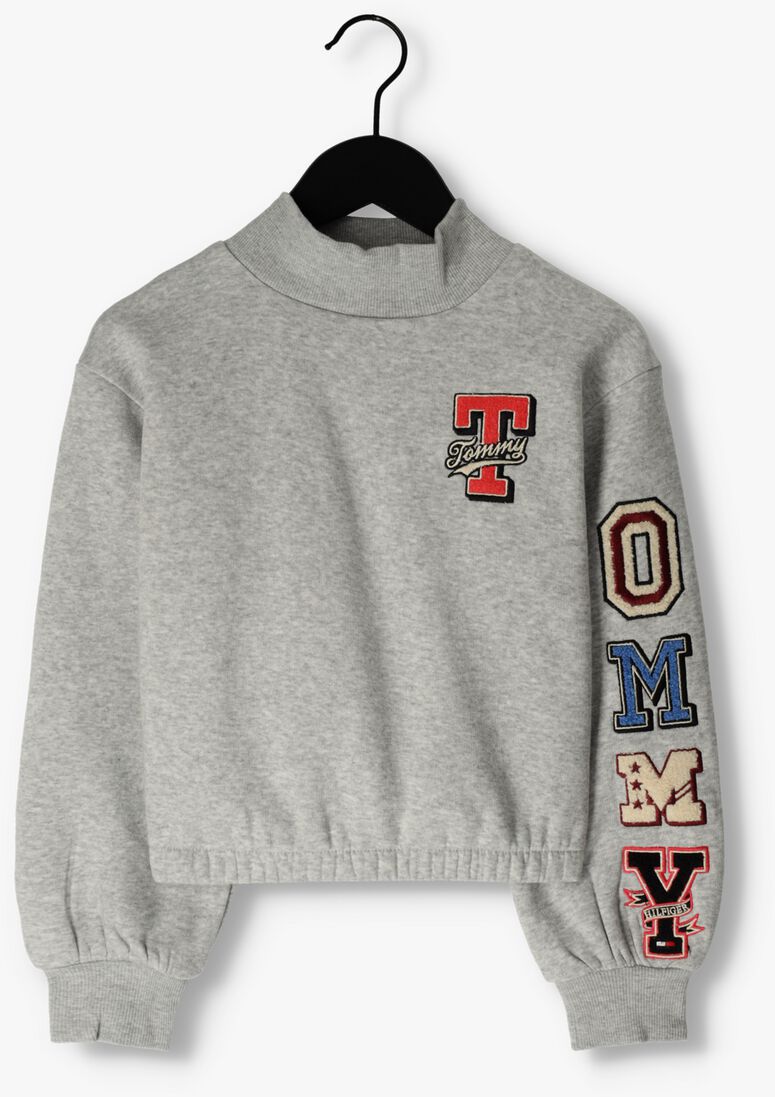 TOMMY HILFIGER lichtgrijze tommy hilfiger trui tommy badge mock neck