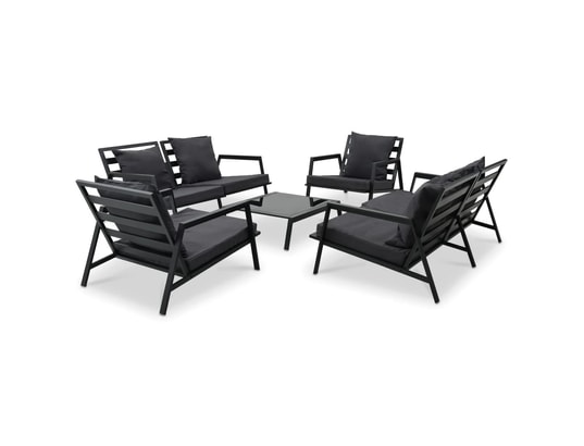 VIDAXL - Salon extérieur Salon de jardin 5 pcs avec coussins aluminium gris foncé