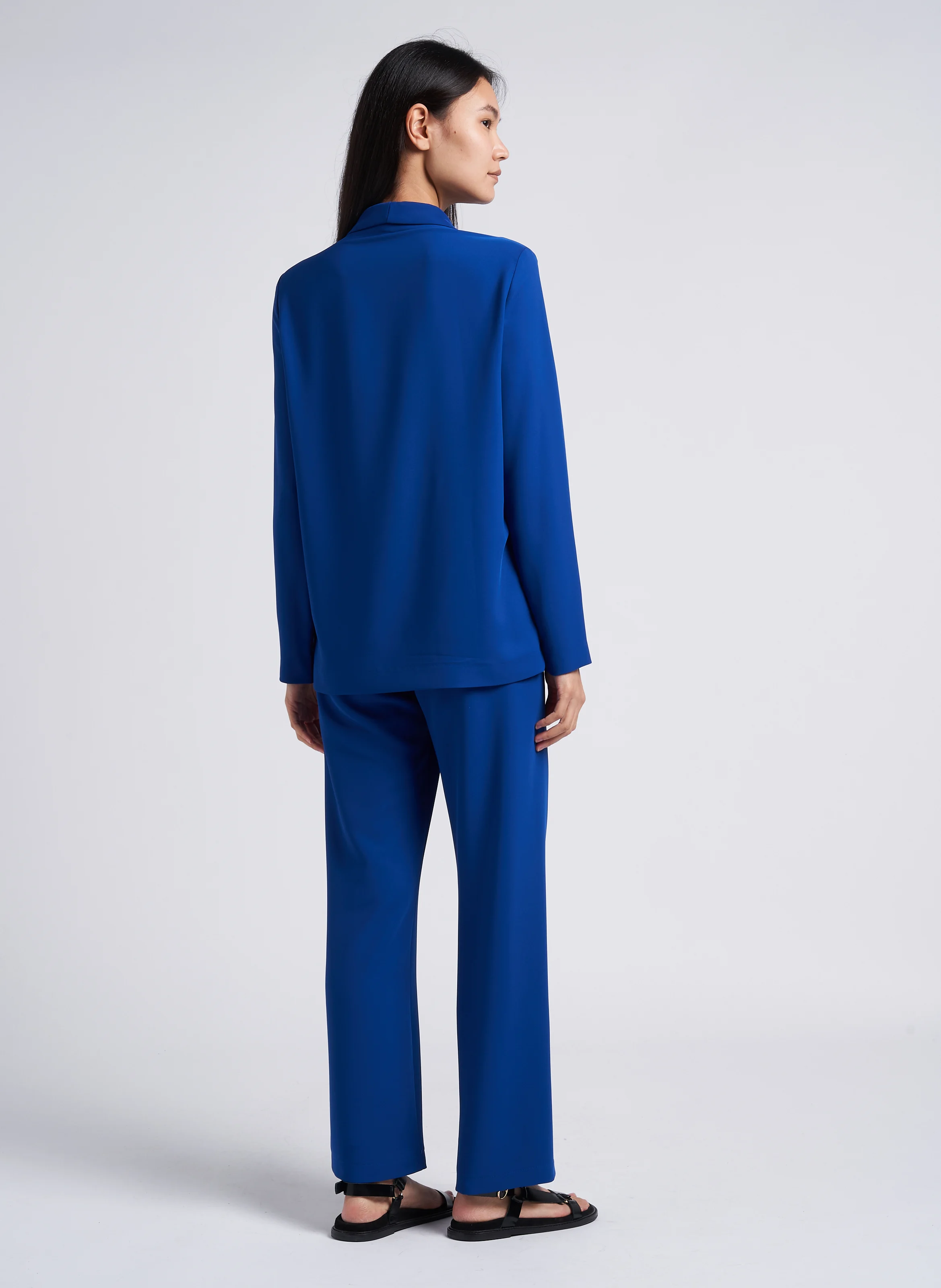 Blazer ample col tailleur à fermeture croisée | Bleu