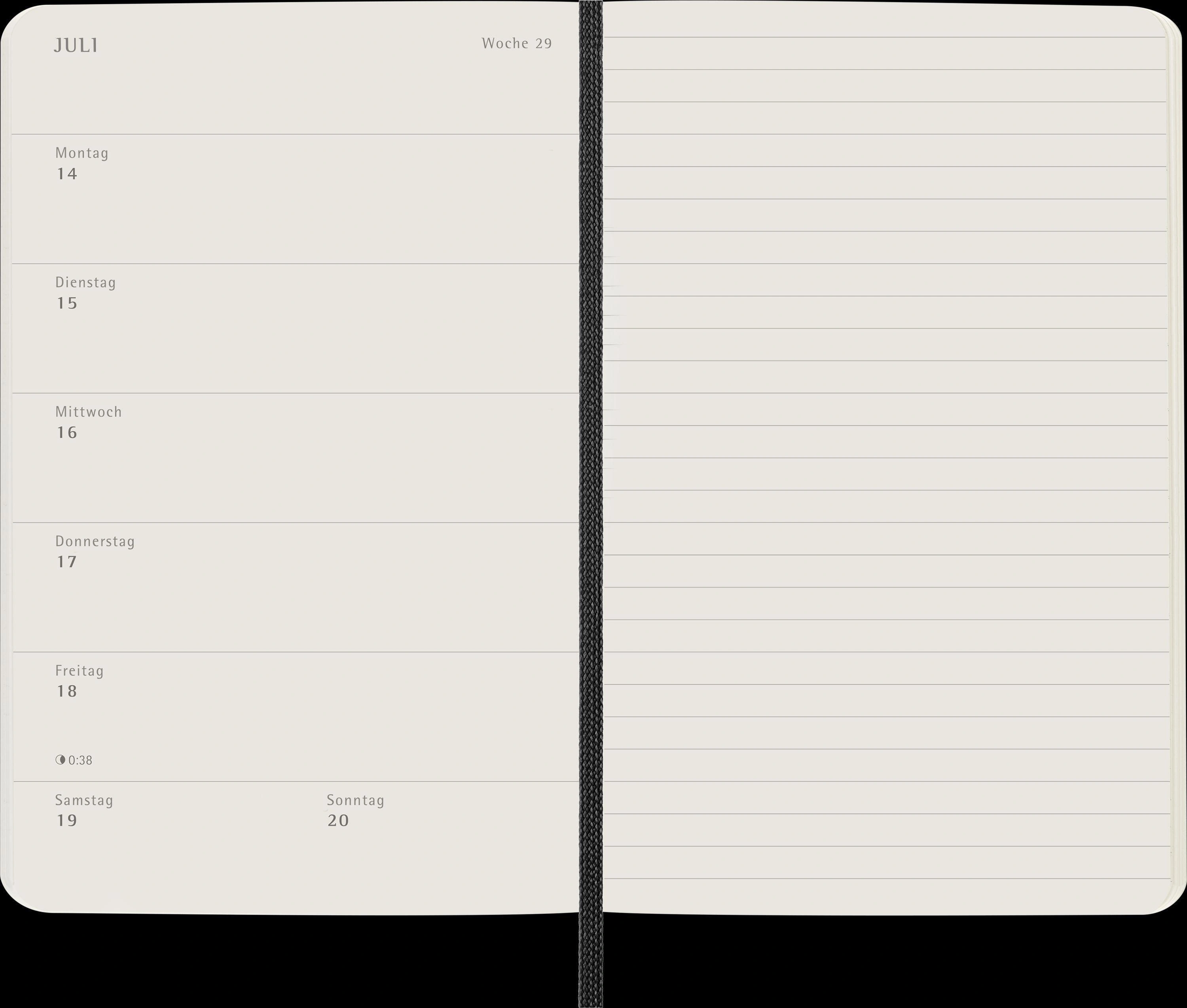 Moleskine 12 Monate Wochen Notizkalender Deutsch 2025, Pocket/A6