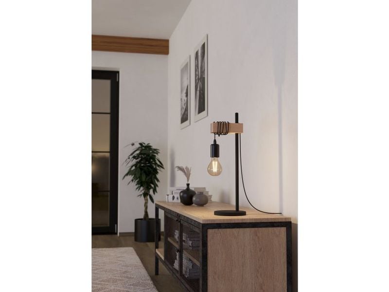 EGLO Leuchten Tischleuchte TOWNSHEND schwarz, braun exkl. E Tischlampe