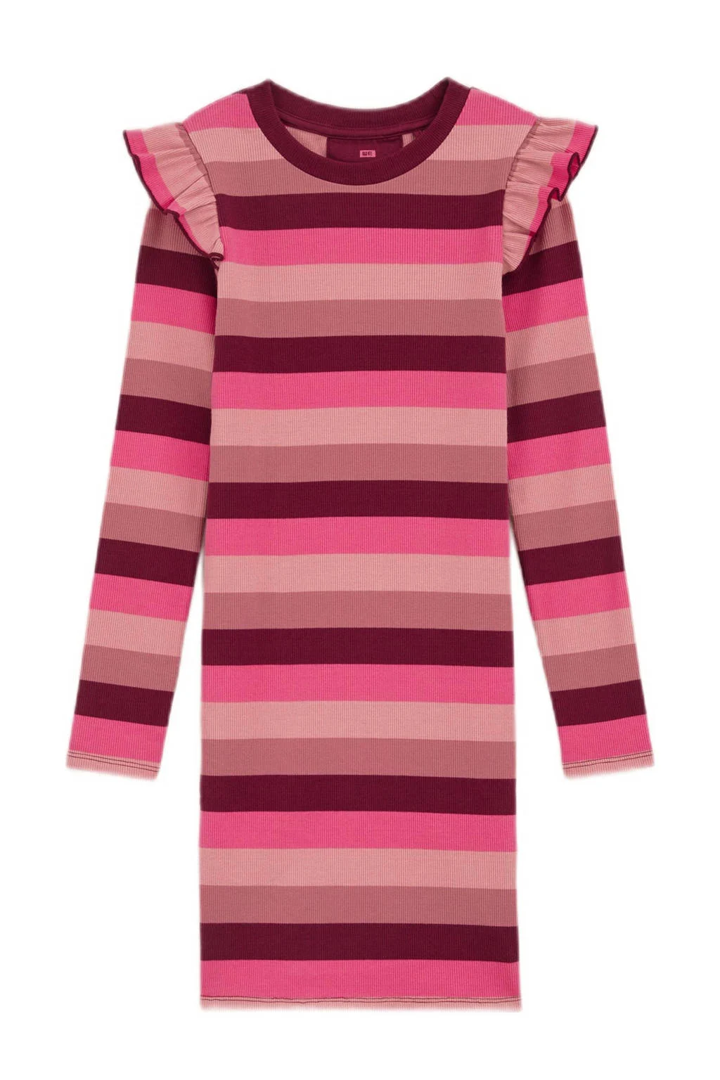 WE Fashion gestreepte jurk roze/lichtroze/donkerroze