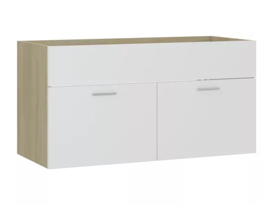 Armoire d'évier Blanc et chêne sonoma Bois d’ingénierie