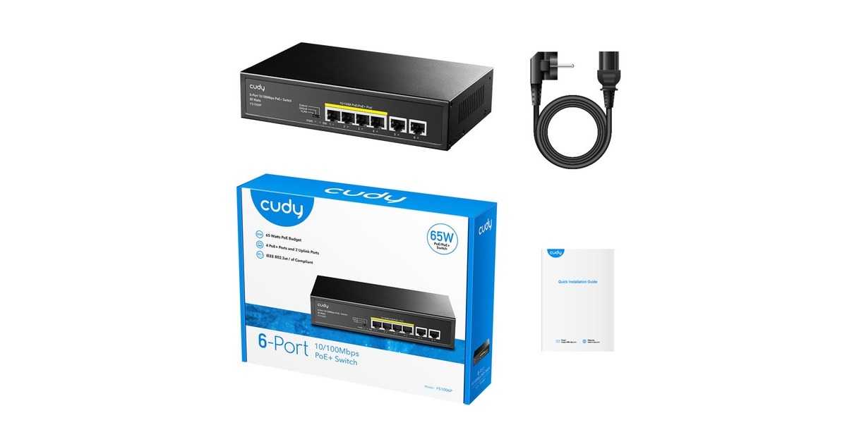 Cudy6-Port 10/100M PoE+ Switch  (Zwart)
