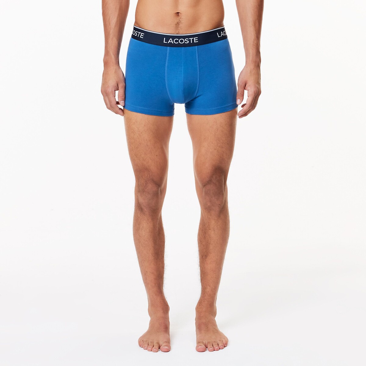 LACOSTE<br>Conjunto de 3 cuecas boxer lisas, algodão elástico