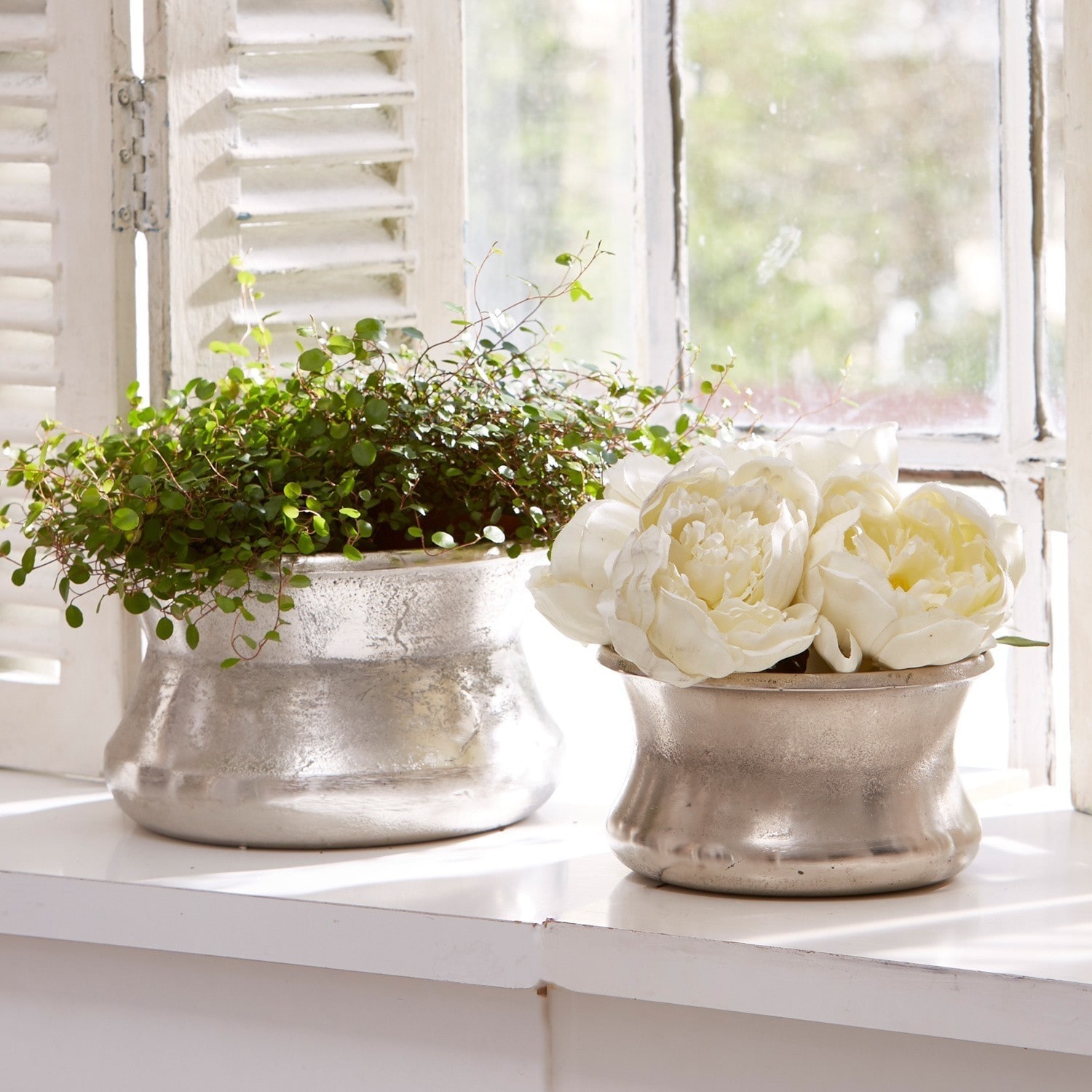 Vase 2er Set Riona antiksilber