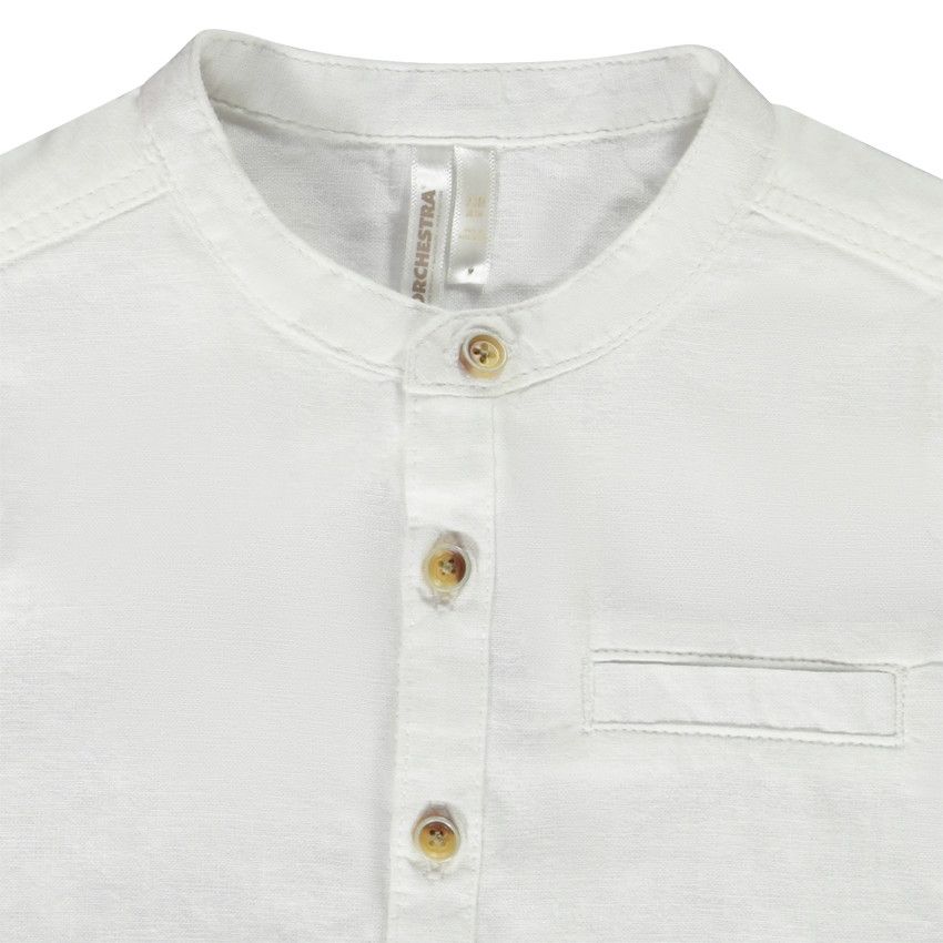 Chemise manches courtes à col mao pour bébé garçon - Blanc