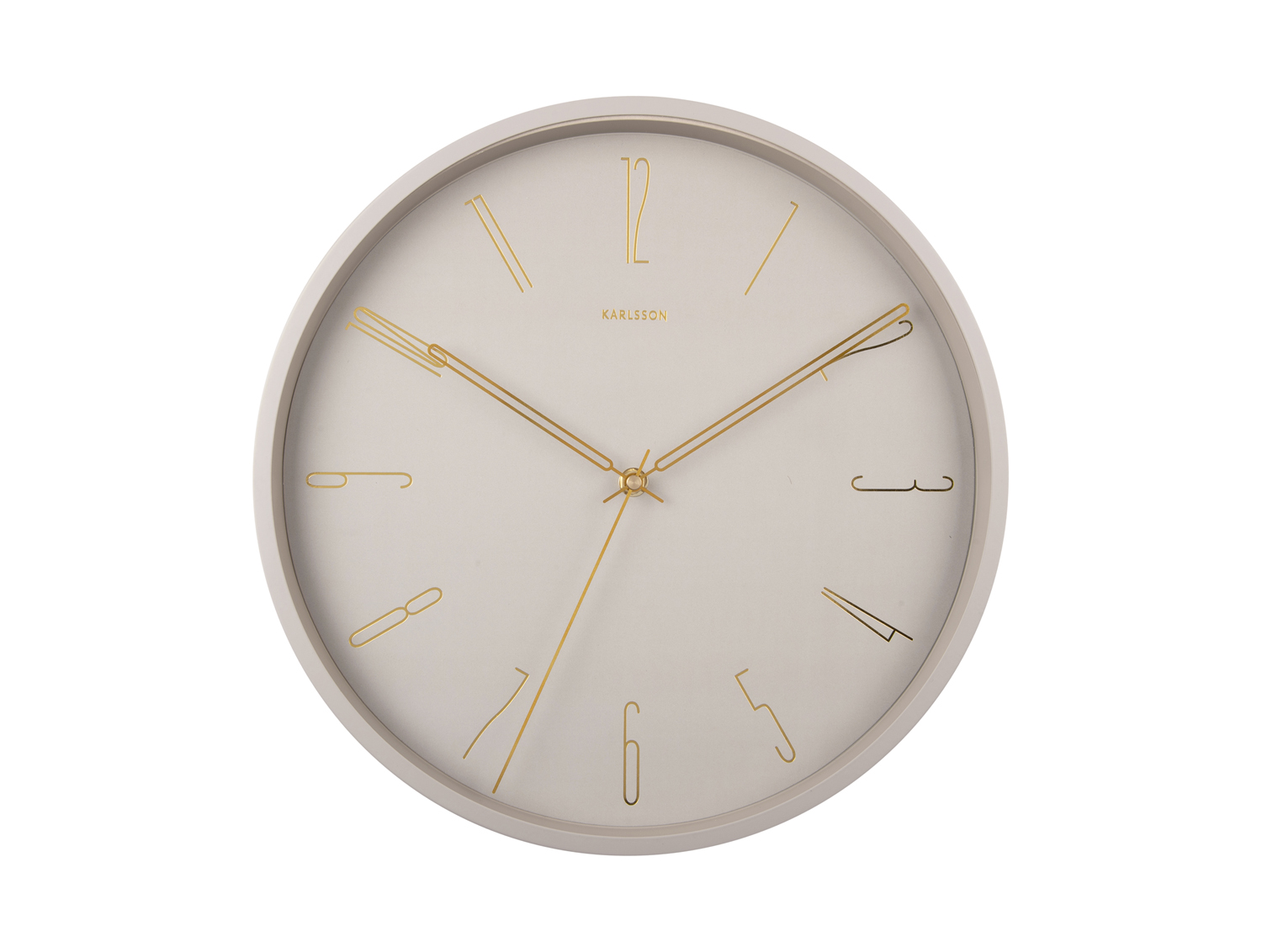 Wall clock Belle Numbers metal warm grey
